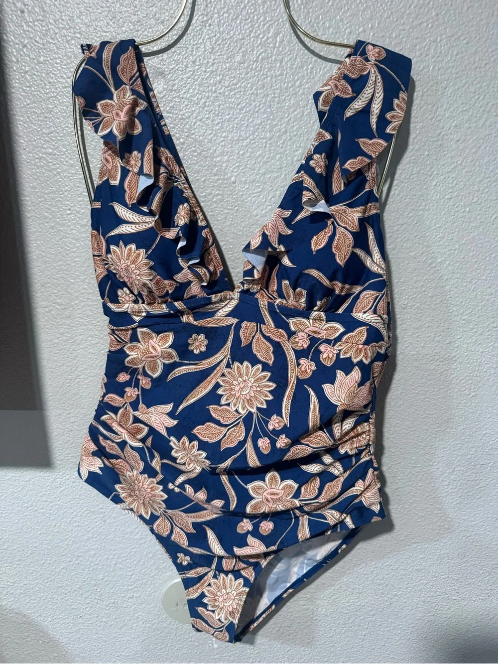 CUPSHE Women's floral Ruffled Lace Up One Piece Swimsuit size XL